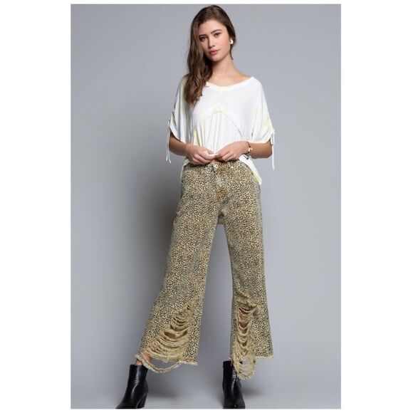 Pol 5 pockets, distressed leopard print jeans - Picture 3 of 14